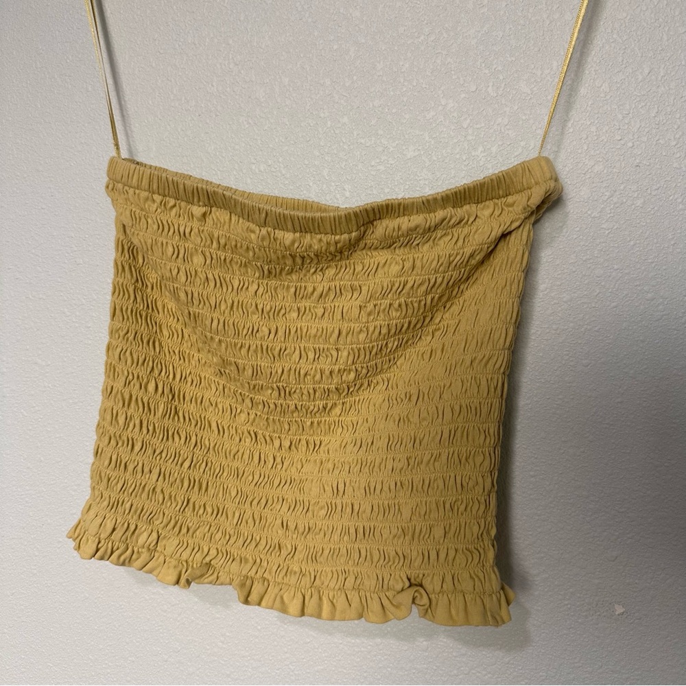 J crew Yellow Smocked Tube Top 100% cotton XS Y2K